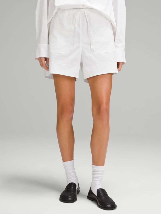 lululemon athletica Pants - Lululemon Cotton Blend Poplin High Rise Short White XL NWT